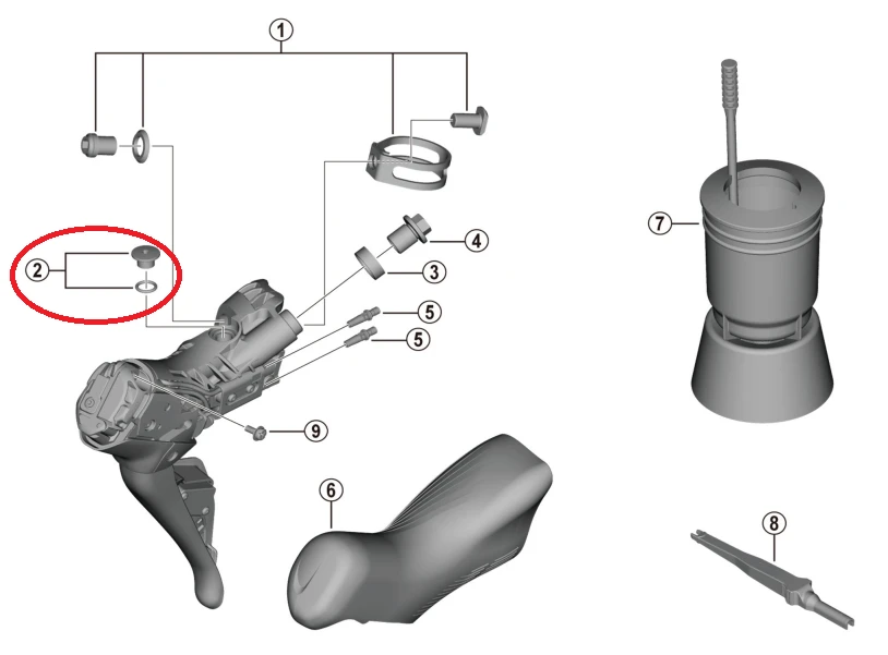 Shimano Dura Ace ST-R9270/Ultegra ST-R8170 Disc Schalt/Bremshebel - Entlüftungsschraube – Bild 2